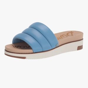 Sam Edelman Annalisa Blue Leather Slip-On Padded Strap Slide Sandal